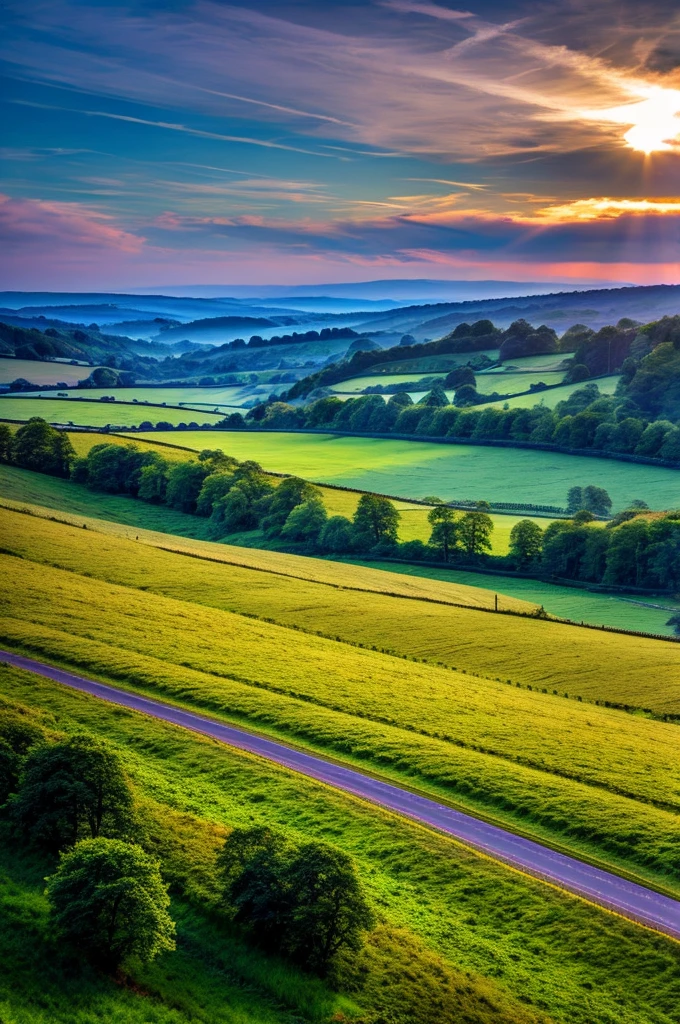 Original landscape，Sky and clouds，Tyndall effect，A country road，Colorful hot air balloon，Tyndall effect，Tyndall effect，High quality desktop wallpaper, Verdant forest, Detailed field properties, Beautiful English countryside, Stunning scenery, Rolling Hills, Landscape Wallpaper, Lush countryside, Green forests, Stunning scenery, Green fields in the background, High quality wallpaper, Beautiful wallpapers，Ultra high quality，Ultra HD，Ultra-high resolution