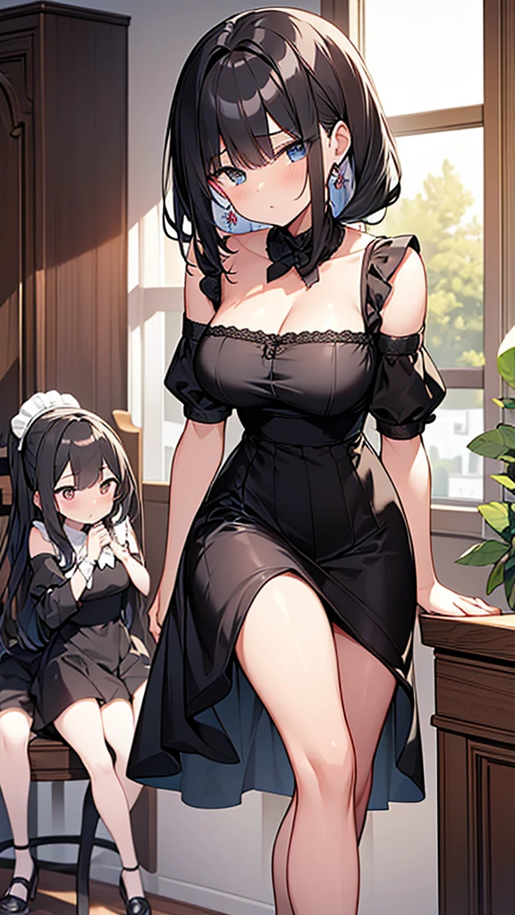 A woman with big ，Young princess，victorian style，clavicle，Prominent and smooth underboob，Lace nightdress，exquisite，transparent，pubic，at the banquet，shed tears，Fear，