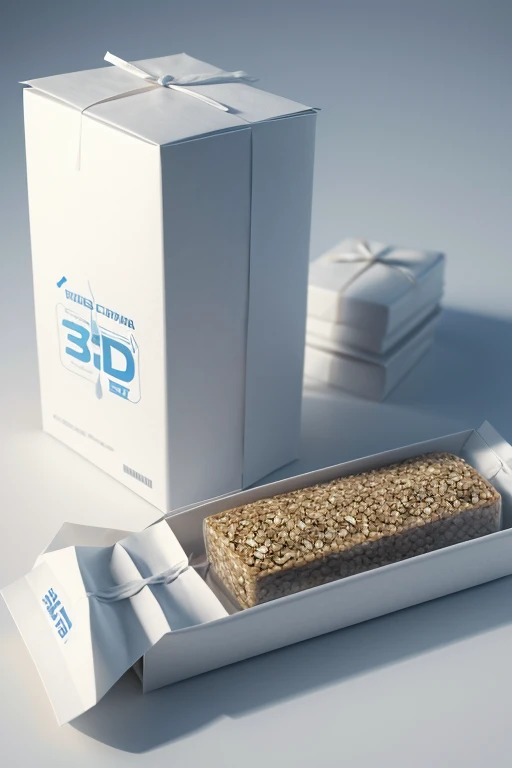Energy bar with white packaging in 3d