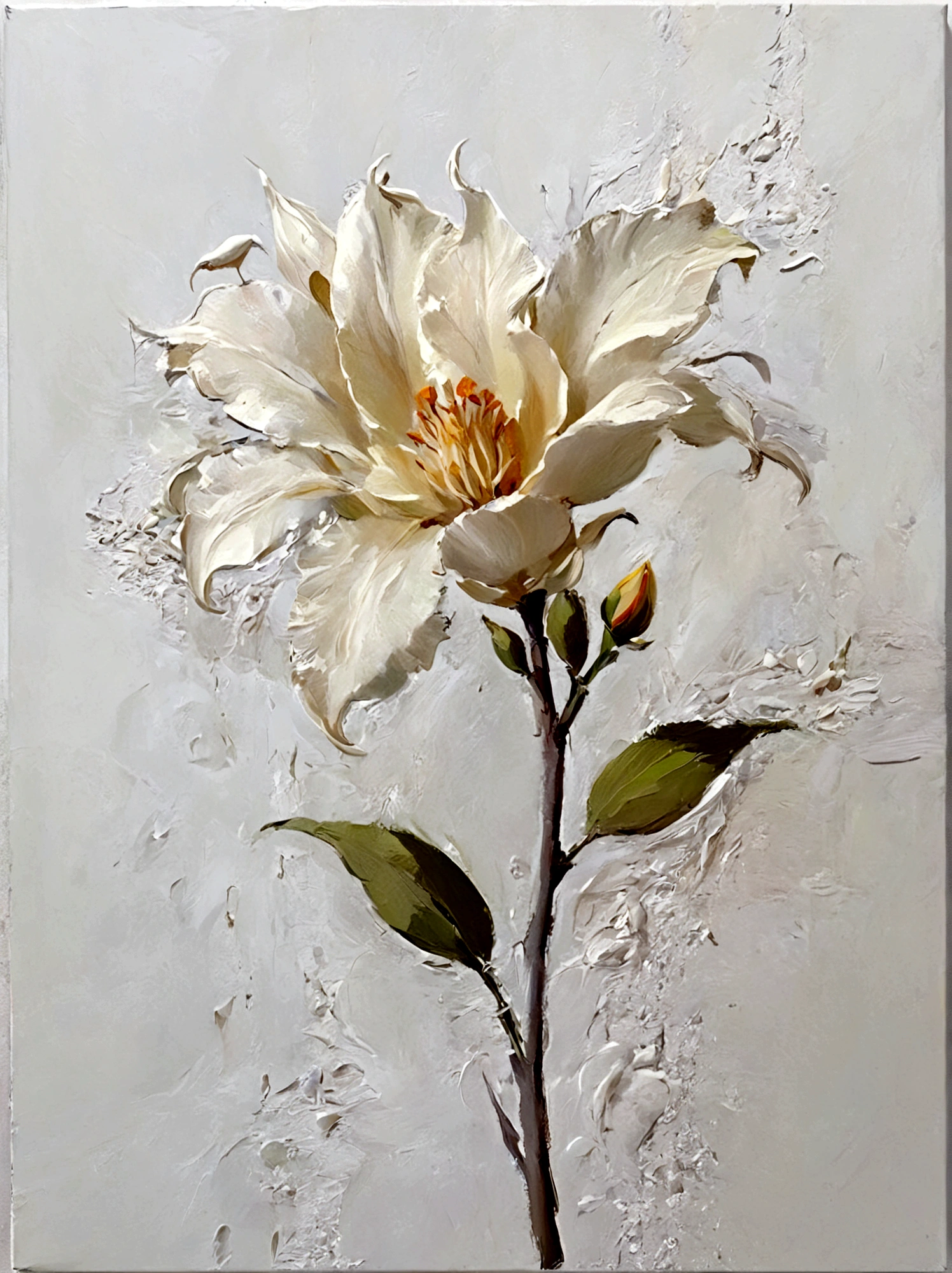 Small Flower，color，Perfect proportion，vanilla，bright，White background，real，emotion，Thick textured paint, 