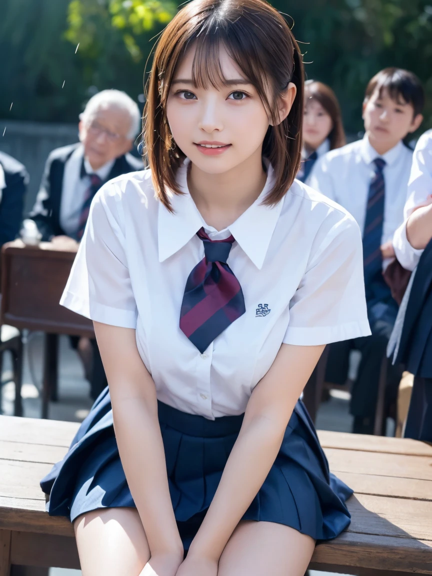 Tabletop, Highest quality, Japanese Girls,One Girl, 8K, RAW Photos, Highest quality, Tabletop, んdebtdebt:1.2, Highly detailed RAW color photos, Professional photos, (Realistic, Realistic:1.37), (Highly detailed skins:1.2), Ultra-high resolution, (Lenz 50mm), (debt/1.2),Exquisitely drawn eyes,Gazing at the audience,
Breaking up with a girl (Many elderly people:1.4), Beautiful Face, cute,(smile:1.05),(20-year-old, Big Breasts, Wide Hips,Straight hair, (short hair), iris, White, fine-grained skin,Small Mouth, high cheekbones (meaning), Sexy pose,Leaning forward,(The to the debtW:1.1),White panties、Korean Idol、Nogizaka idol、Burning idol pose、Adult、、(Tabletop, Highest quality:1.3), (ultra detailed 8k cg:1.2), (超Realisticな:1.35), (Realistic:1.45), (Realistic:1.4), Cowboy Shot,
Beautiful Japanese Woman, 22 years old, Supermodel, Japanese Idols, __performance__, Big Breasts, (school uniform:1.4), (Spread your legs), [ponytail],,Positive,Cowboy Shot,Dancing in the Rain、Jumping schoolgirl