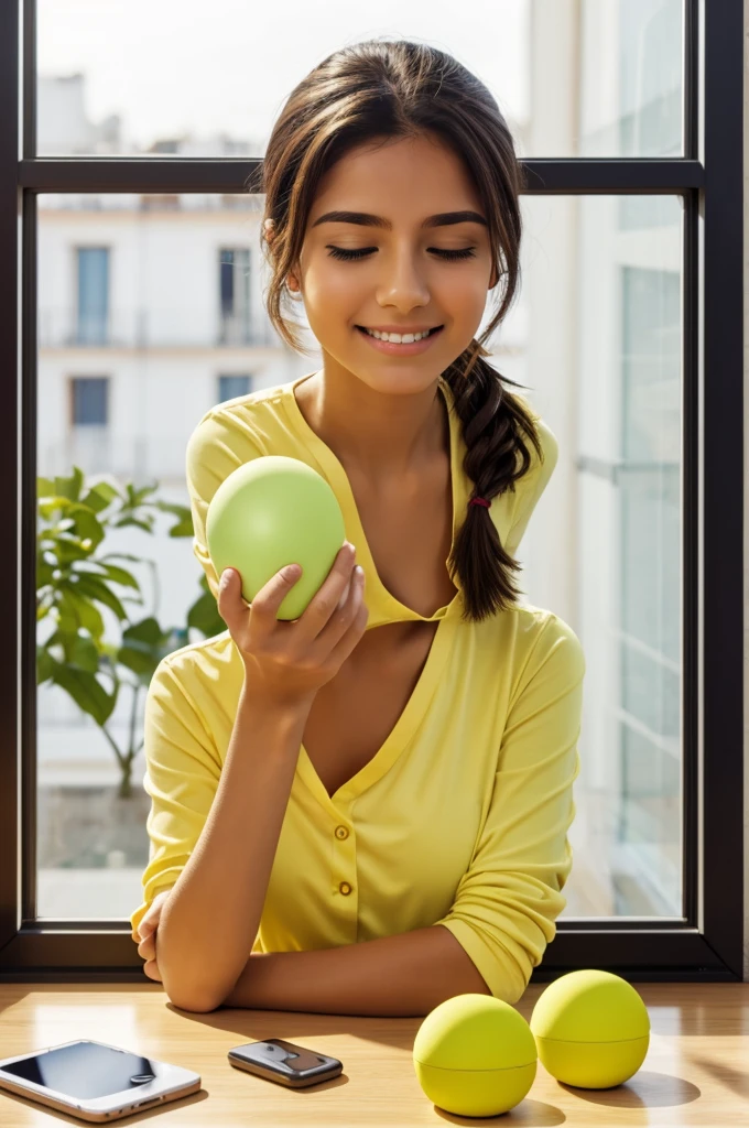 A health app window all in Spanish , The App is called Anti-Stress Ball