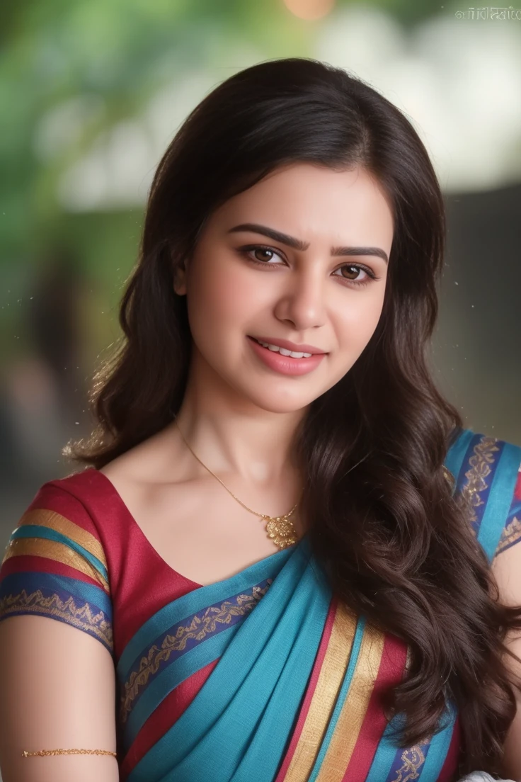 Day scene, close up photo of a sexy indian, sexy navel, deep cleavage, french braid hair, necklace, erotic face, 34 yo, look at viewer and seductive smile, (cinematic:1.3), intricate details, (ArtStation:1.2),Indian busty gorgeously prettiest lady(face lookinlike Indian actress(beautiful face, beautiful nose, beautiful eyes , beautiful lips ),((realistic Samantha facial harmony facial features lips eyes looks )), ((wearing white tight traditional saree sliver necklace waist belt bangles,red bindi on forehead )),(((huge gigantic breast)),((lying on bed)), hands behind head, showing her armpits,,((open mouth Full closed eyes groaning expression))(((pale white skin tone white skin tone snow white skin tone white skin tone snow white skin tone))),((open mouth Full closed eyes in pleasure groaning expression))