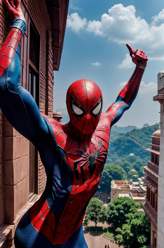 Create a photo spiderman live in india