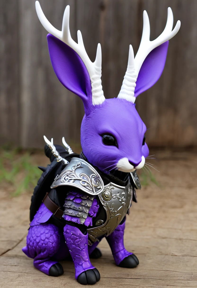 Knight Jackalope, Purple short hair, jackalope, Dark Armor(masterpiece, best quality)