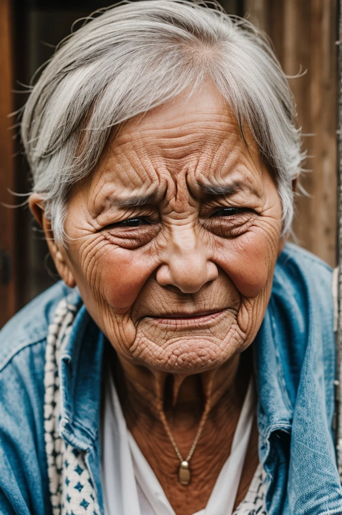 Old woman crying