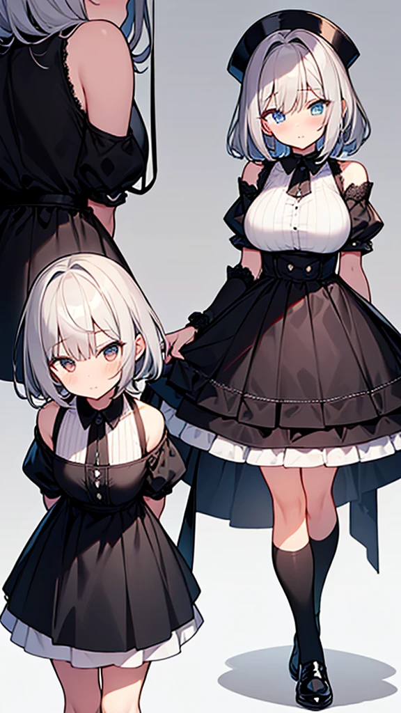 ((masterpiece)), (Highest quality、32k), (Simple style), (Faceless,Face peeling), 2 Girls, A maid with the ability to peel faces and a faceless princess, Big Breasts, Big Swing Chest, Wearing a face stolen from someone else, Sexy body, Sleeveless, No sleeve, Off the shoulder, Black Dress, Pleated lace, Lace dress, black knee socks. Standing, whole body, both hands touch the face, Luxurious Room, {{A maid who stole the princess's face by making it look blank.}}, Browsing Caution, NSFW