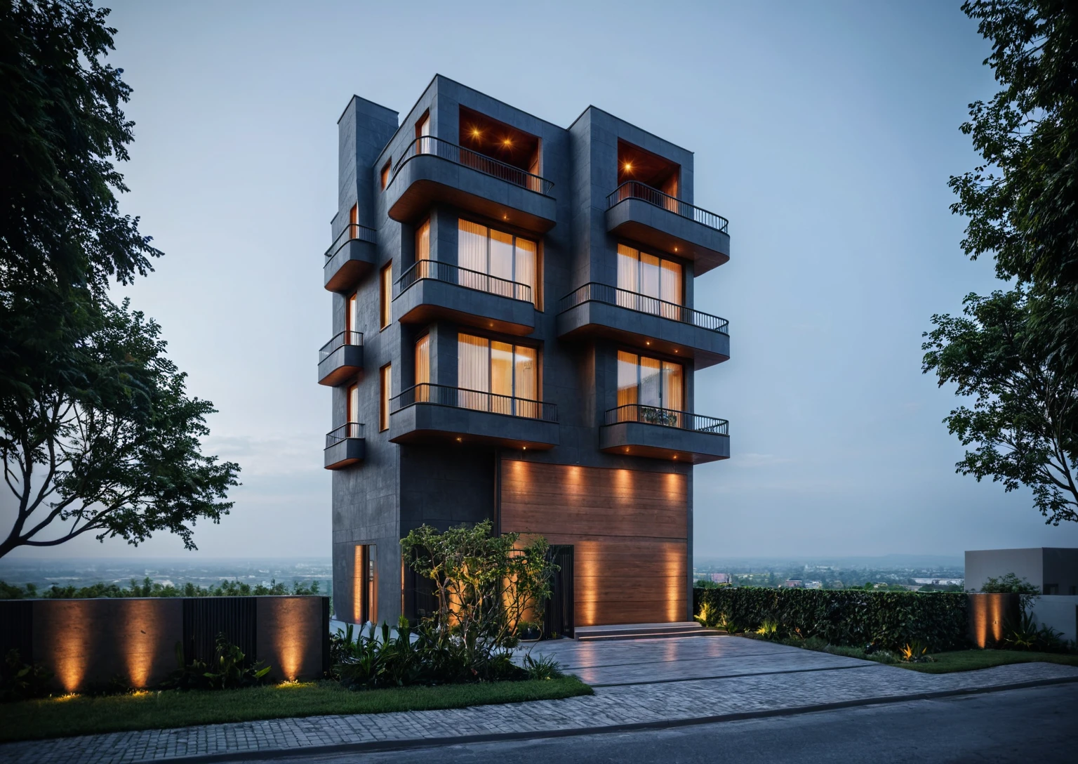 modern villa, modern style, traditional ventilation tiles, open space loft villa with roof garden, modern, dynamic (RAW photo, real, best quality, masterpiece:1.2), (hyper realistic, photo-realistic:1.2), high quality, (dark lighting:1.2), perfect lighting, archdaily, architecture digest award wining sustainable architecture, cinematic