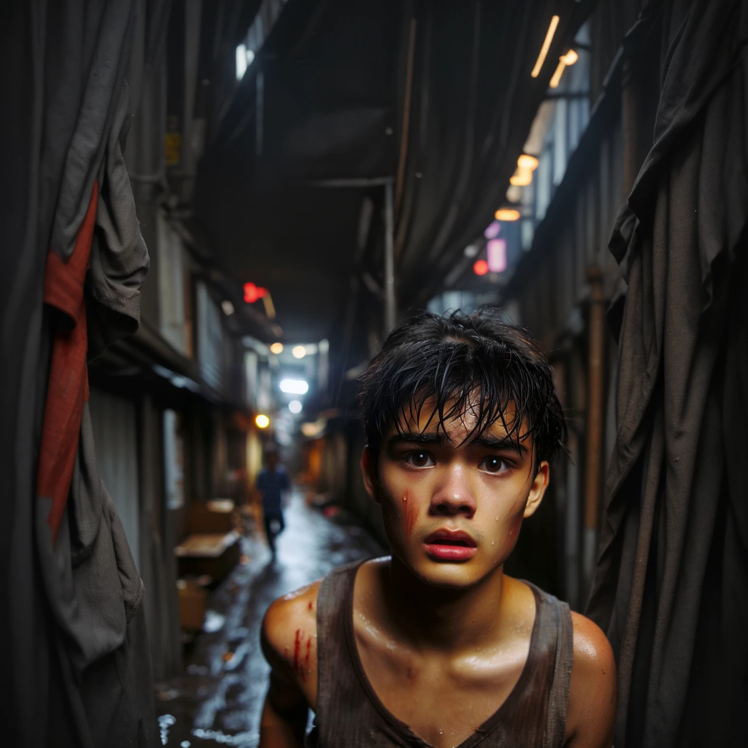 Widen, dark slum wet alley