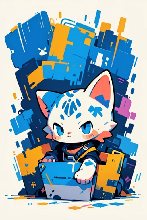 (masterpiece:1.2, best quality), Graffiti style,White background cat boy