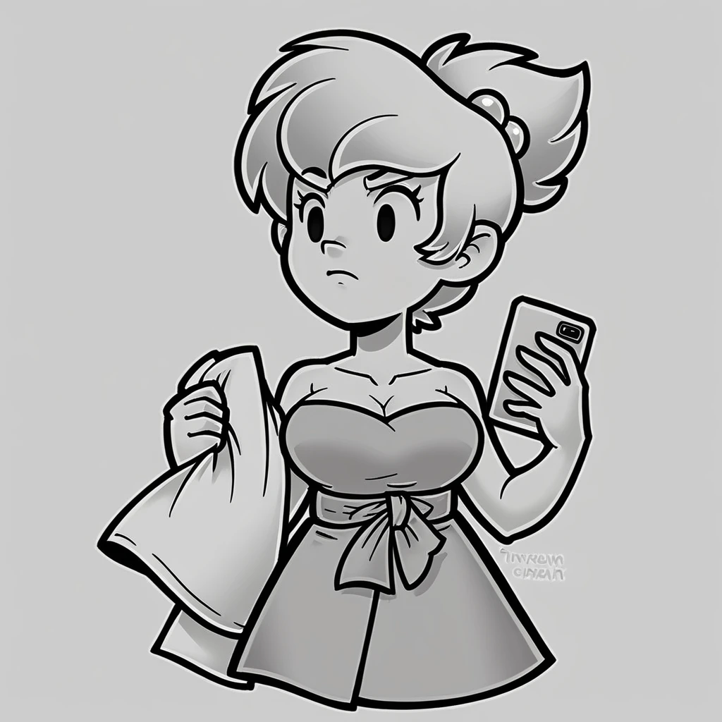 (score_9, score_8_up), Tinker Bell, wrapped in towel, medium breasts, holding phone