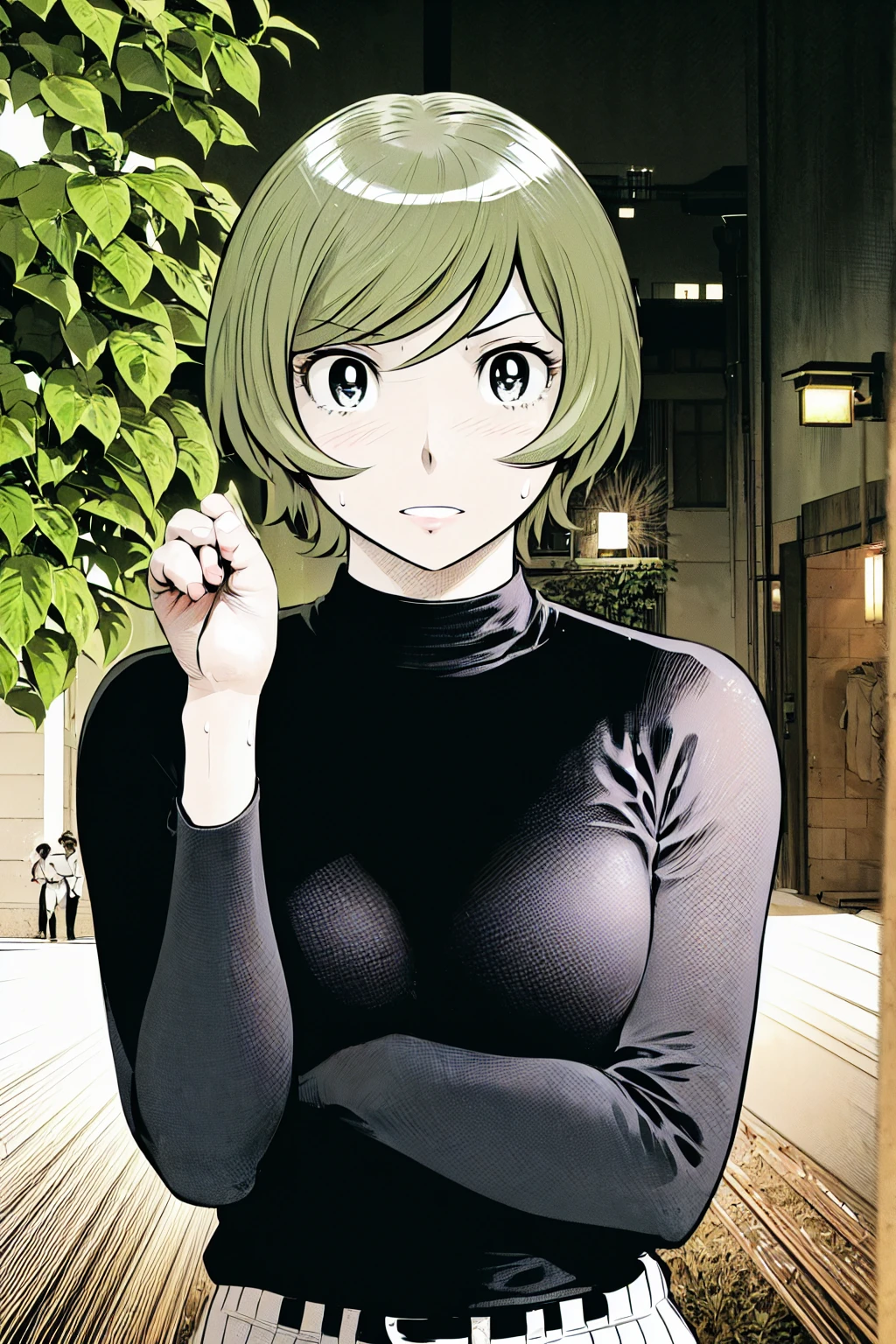 (野球uniform:1.2),
Blonde, (short hair:1.2),Long sleeve, Black Shirt, turtleneck,White trousers、uniform、Black belt、((Illustration of a person))、big 、
View your viewers,, (Highest quality:1.3),One Girl, White pants、uniform、Outdoor、baseball ground、ground、soil、blue eyes、Tight black shirt、(masterpiece、Highest quality)、Highest quality, Ultra-high resolution, (((masterpiece))), alone, Sweat、big eyes、big Breasts、One Girl, Front view、Embarrassed face、Bronze colored hair、((short hair))、Stand up straight、Cowboy Shot