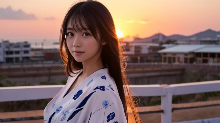yukata、Hitting、Beautiful long hair、Sunset、sexy、White skin