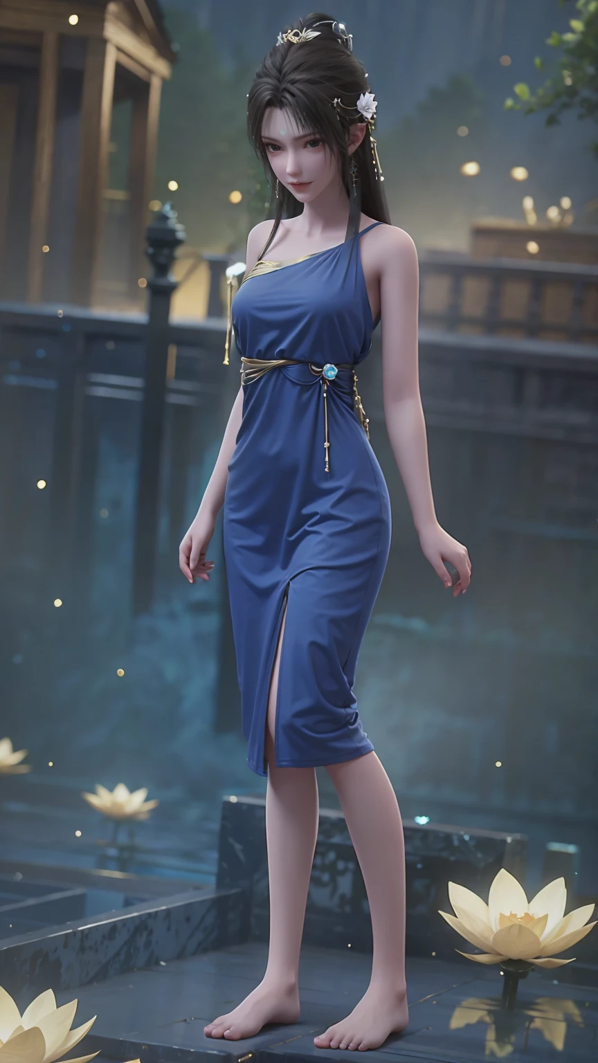 A girl bathing in water,Showering above the shoulders while bathing in water,Wearing full body pajamas,Hold your hands to your chest,Cover your chest with your hands,Golden glowing lotus on the water,Only the shoulders are exposed in the water,In water from shoulders down,Look at the camera