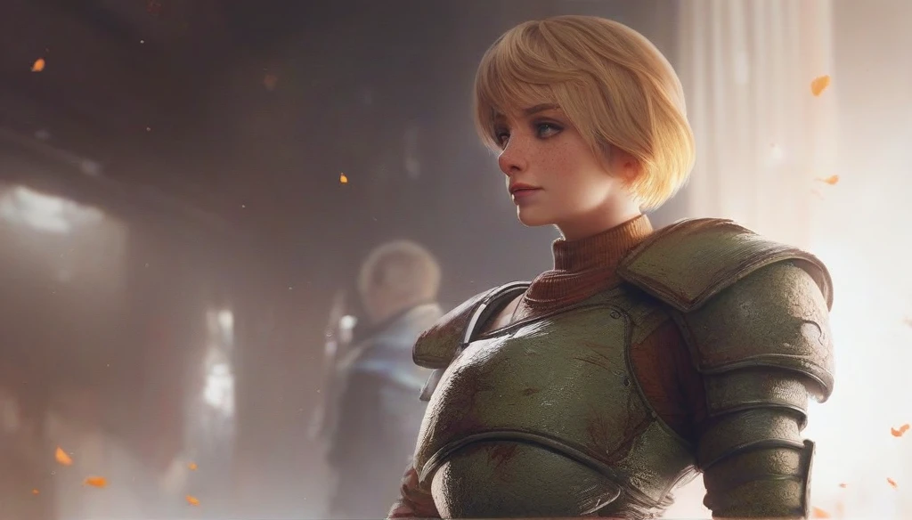 1girl, Heather Mason (Silent Hill 3), blonde hair, short hair, biopunk style, biologic armor, high resolution, masterpiece