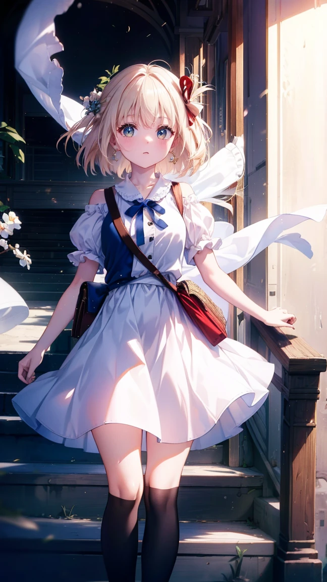 They are'They didn't even tone it down., Nishikigi chisato,Long Hair , bangs, blonde, (Red eyes:1.5), Hair Ribbon,四つ編みのLong Hair, One side up,smile,blush,Open your mouth,Big straw hat,Off-the-shoulder dress,Long skirt,Bear neck,Bare shoulders,bare clavicle,Grabbing the skirt with both hands、Lifting,barefoot,Beachの砂浜を散歩しながら,風に揺れるblondeの髪, True Summer,Light of the sun, break outdoors,Beach , break looking at viewer, (Cowboy Shot:1.5), break (masterpiece:1.2), Highest quality, High resolution, unity 8k wallpaper, (shape:0.8), (Beautiful and beautiful eyes:1.6),Jumping up and down, Highly detailed face, Perfect lighting, Extremely detailed CG, (Perfect hands, Perfect Anatomy),