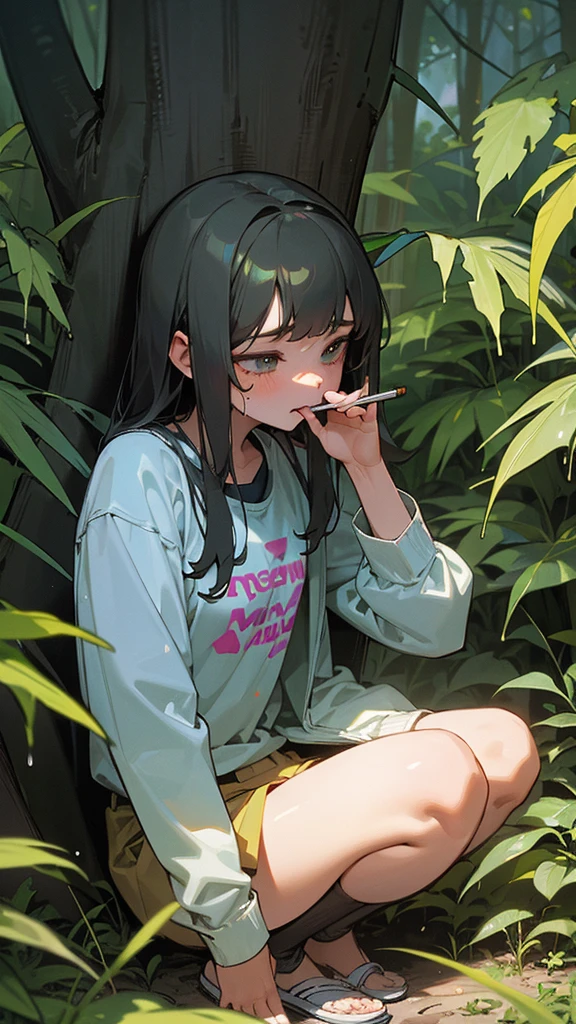  adolescentans, in the forest , smoking cannabis, wet their panties with desire , Sex 