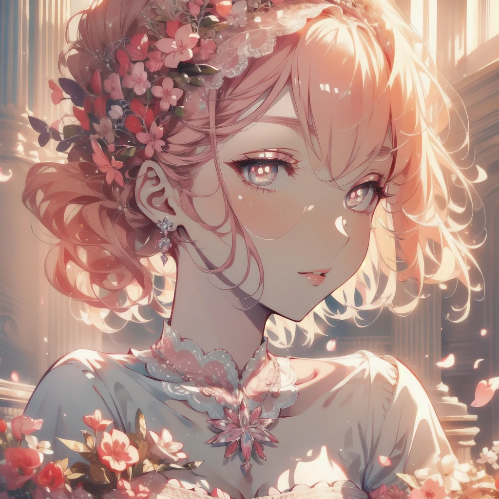 ((masterpiece, best quality)), Delicate face, Full Body Love, Perfect proportion，Rich in details, Beautiful girl，Suit，Lace，Pale pink pupils，Epic and beautiful character art，Natural light