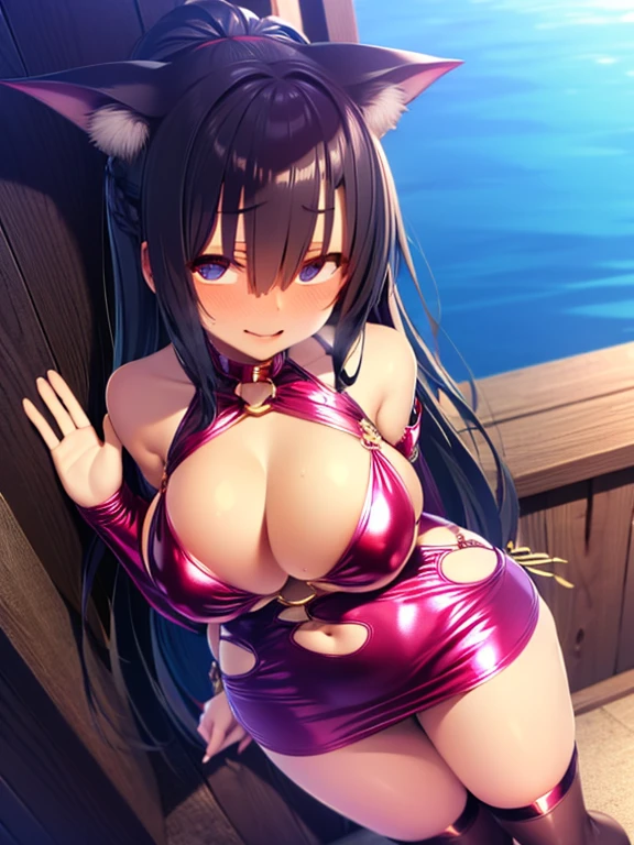 Short Mini Dress，Hair covering eyes，（Large Breasts），Bikini，Shy，Exceed，Thick Legs，Succubus，Fascinating three-dimensional,enchanted three-dimensional