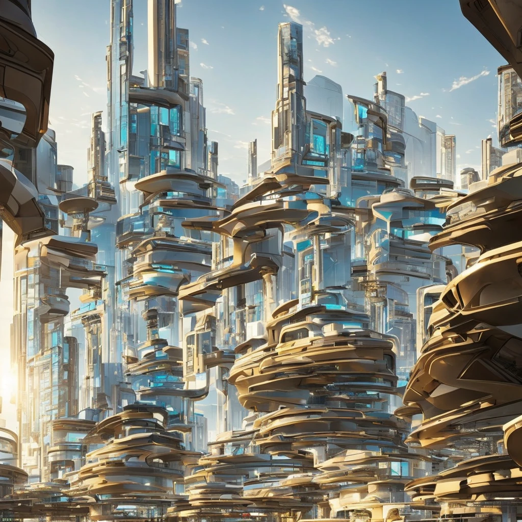 A futuristic and incredibly beautiful architectural structure of a high-rise shopping center with bold, futuristic design elements, merging perfectly with the artistic form of digital illustration. Inspired by the works of Syd Mead. The scene shows the center in the middle of a bustling city., Its elegant lines contrast with the urban environment. A warm color temperature adds vibrancy, highlighting architectural details. Shoppers and visitors exhibit expressions of amazement and excitement.. Soft lit, Diffused lighting, the atmosphere exudes sophistication and promise of tomorrow
(Masterpiece),(high quality), Best Quality, real,(realist), super detailed, (Full detail),(4k),8k,nonhuman, scenery, building, ((500-meter tall buildings)),outdoor, window, Path, sky, street, Lamppost, tree, power lines,,Organic modernist architecture, glass curtain walls, interesting shapes, super high-rise buildings in the block intricated detailed, Very detailed