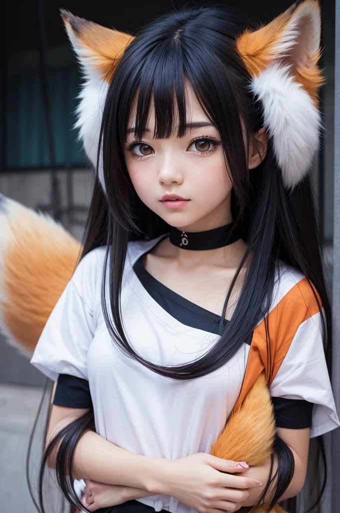 anime girl half fox