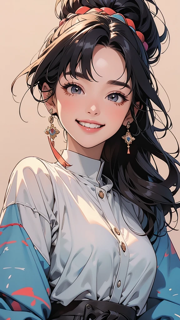 woman,(1 person),Big Mouth,A big smile,(masterpiece、Highest quality)、Best details