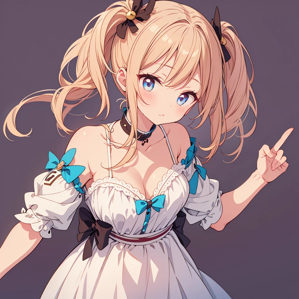 1girl、V sign、Simple Background、