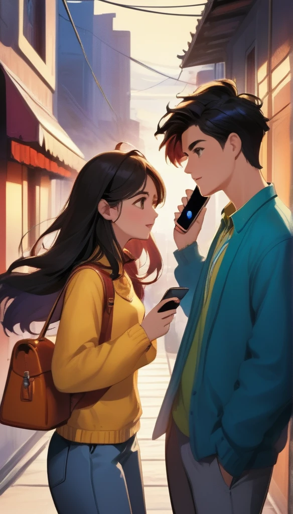 a girlfriend boyfriend couple chating kon phone