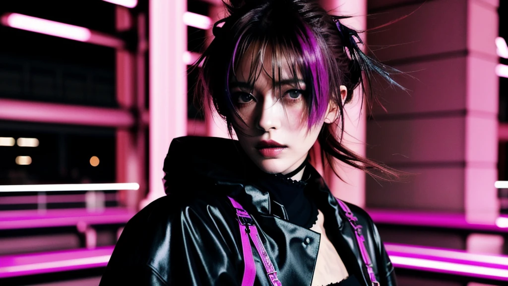 フェイスペイントをしたサイボーグのBeauty, whole body, cyber punk, Fashion Model, Beauty, Francis Bacon's painting style