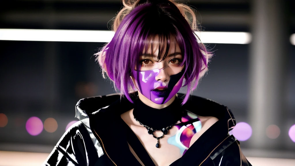 フェイスペイントをしたサイボーグのBeauty, whole body, cyber punk, Fashion Model, Beauty, masterpiece, Francis Bacon's painting style