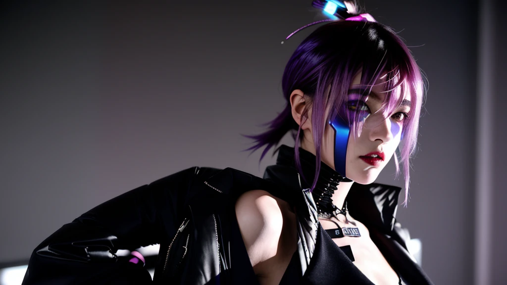 フェイスペイントをしたサイボーグのBeauty, whole body, cyber punk, Fashion Model, Beauty, Francis Bacon's painting style