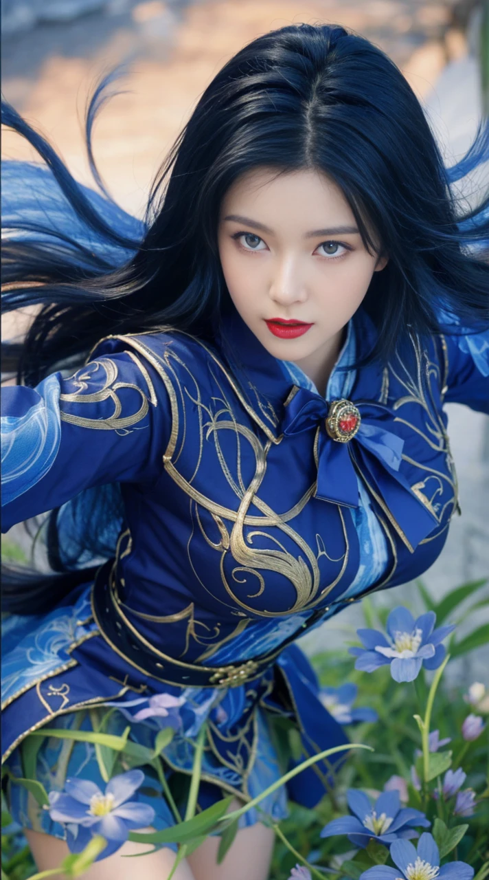 Realistis,tmasterpiece,Best quality at best,Dark theme,best qualtiy,超高分辨率,(Realiy感),(Detailed eyes:1.4),(Realiy,Realiy感:1.4),Perfect lighting,ssmile,(nighttime scene),、standing on your feet、(full bodyesbian)、Close-up of a woman in a blue dress standing in the water, queen of the sea mu yanling, closeup fantasy with water magic, Asian Woman Water Elemental, zhang daqian, author:Li Zai, Ross Tran 8 K, by Yang J, yanjun cheng, Alice X. zhang, digital fantasy art ), Detailed digital 2D fantasy art