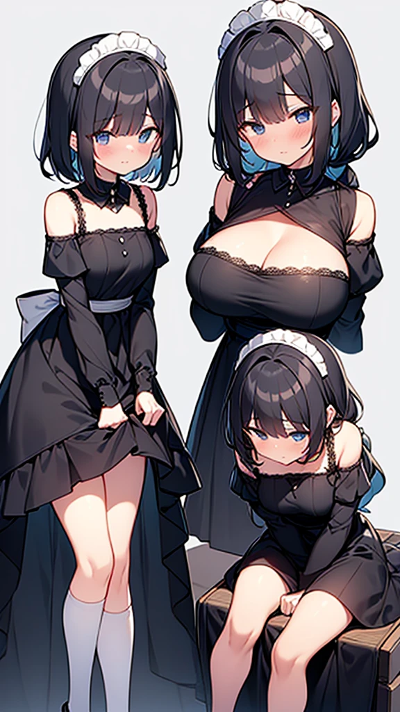 ((masterpiece)), (Highest quality、32k), (Simple style), (Faceless,Face peeling), 2 Girls, A maid with the ability to peel faces and a faceless princess, Big Breasts, Big Swing Chest, Wearing a face stolen from someone else, Sexy body, Sleeveless, No sleeve, Off the shoulder, Black Dress, Pleated lace, Lace dress, black knee socks. Standing, whole body, both hands touch the face, Luxurious Room, {{A maid who stole the princess&#39;s face by making it look blank.}}, Browsing Caution, NSFW