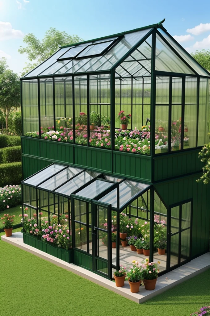 Model a beautiful prefabricated garden greenhouse. 1 sân đậu oto6
