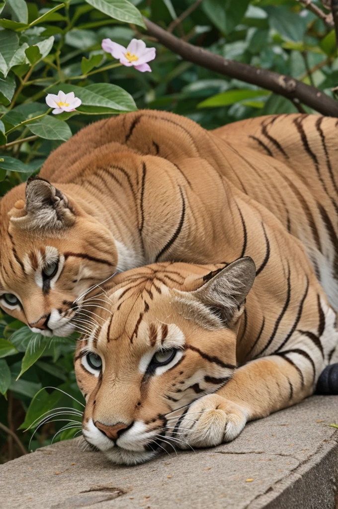 Puma dreaming about a butterfly 