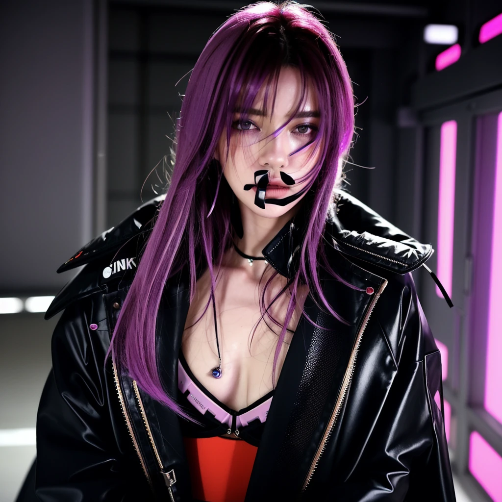 フェイスペイントをしたサイボーグのBeauty, whole body, cyber punk, Fashion Model, Beauty, Francis Bacon's painting style