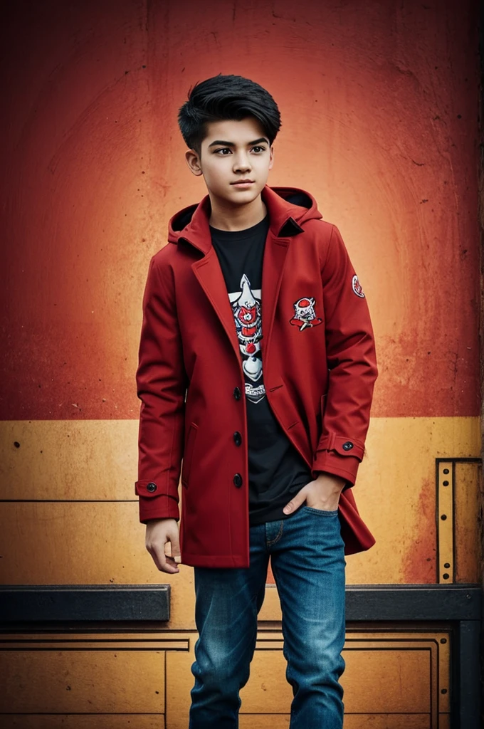 Cartoon Gaming Boy In Red Coat, e-sports, t-shirt pattern,