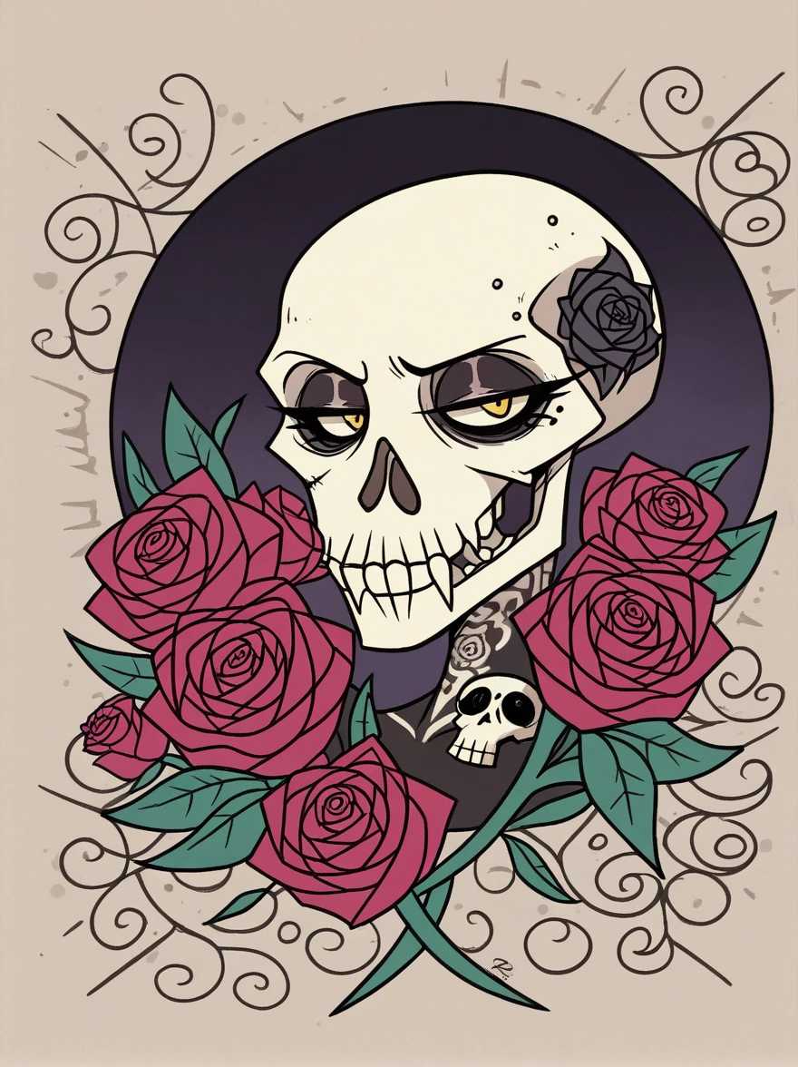 Skull, A, solo, adult ,sexy ,none Muerte,roses ,fleur maquillage skull,tattoo ,roses noir 