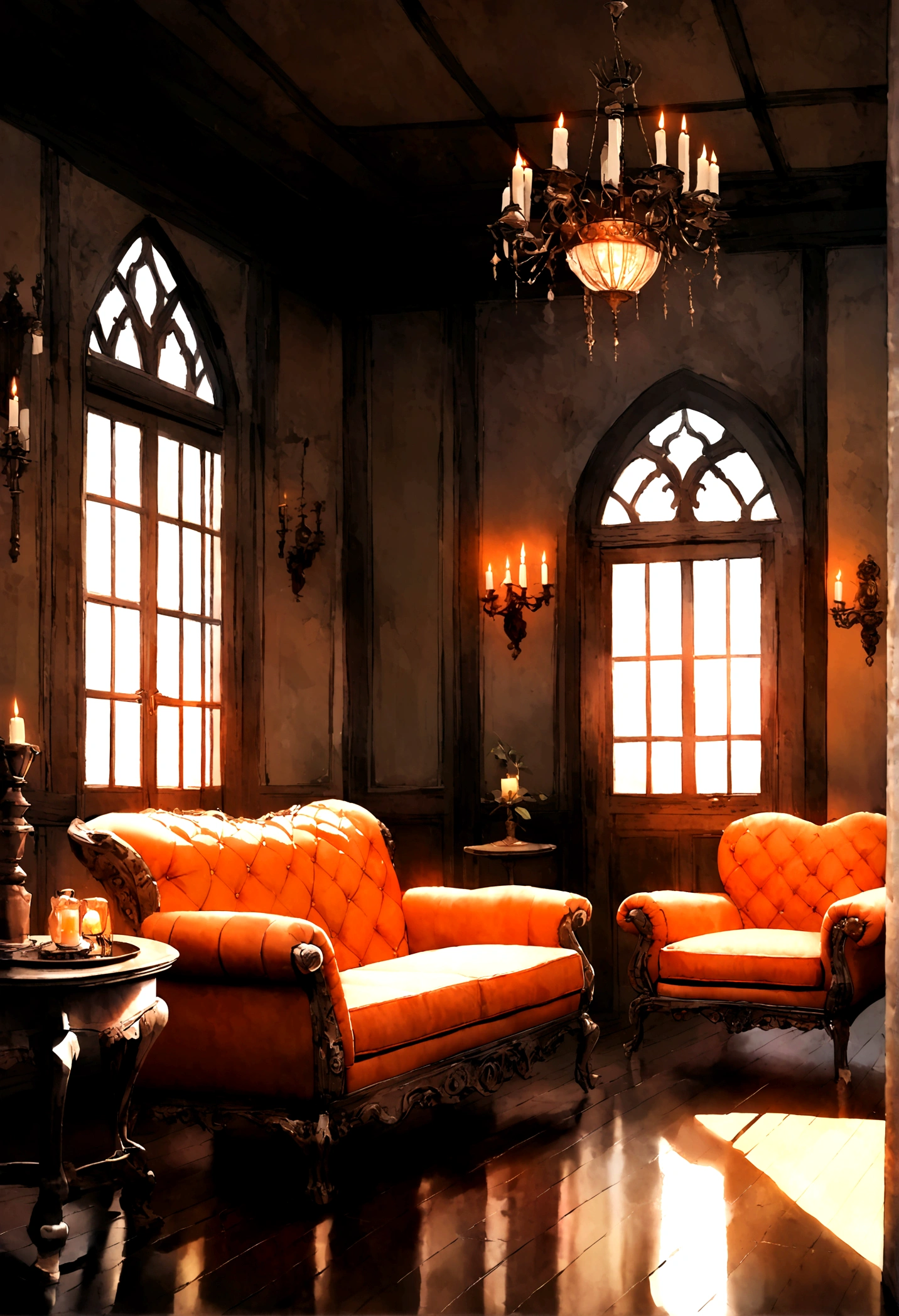 Gothic style interior design of living room