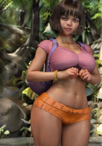 Image of Dora the explorer, full body 1.2 esbelta Grandes guide, camel toe and detailed perfect body beautiful defined face big and expressive eyes , nswf nasty