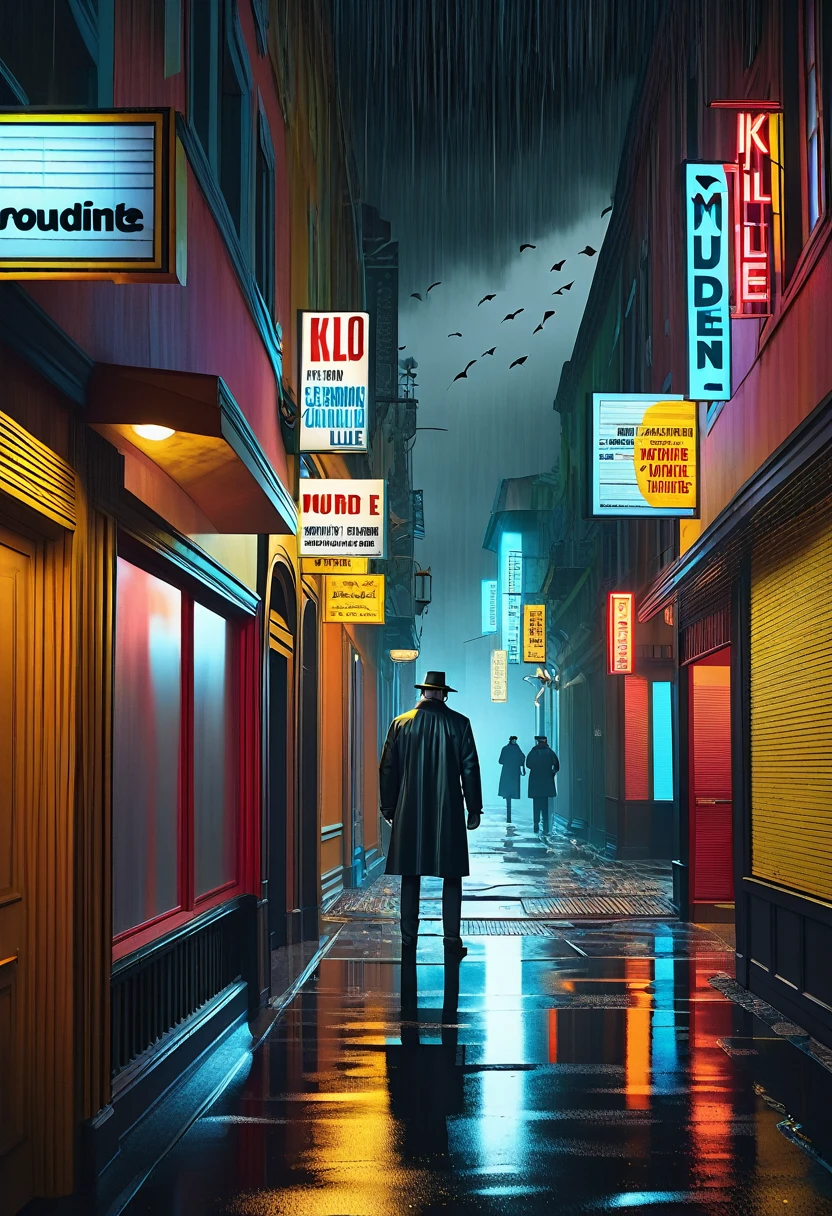 whodunnit?, in the style of murde movies searching for the killer, 8k, hyper detailed, Gloomy atmosphere, chris labrooy