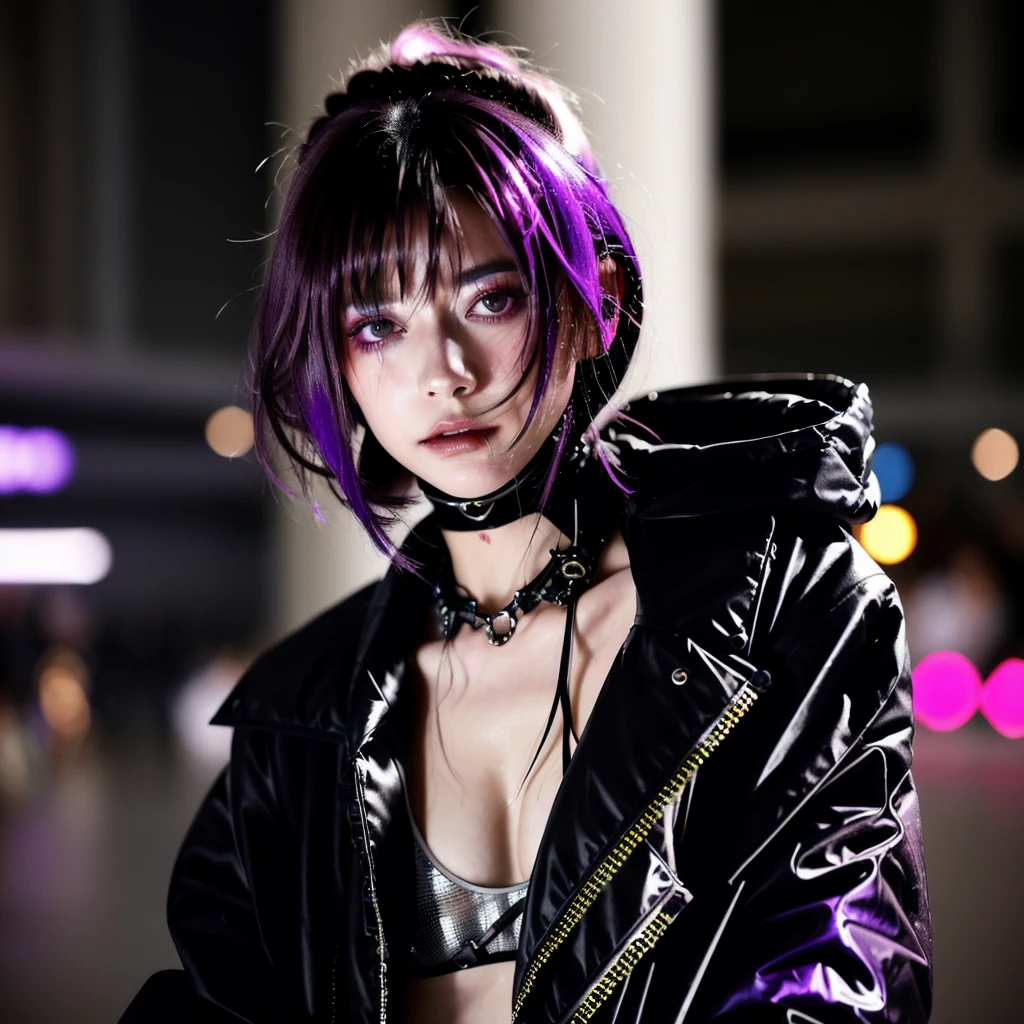 フェイスペイントをしたサイボーグのBeauty, whole body, cyber punk, Fashion Model, Beauty, Francis Bacon&#39;s painting style