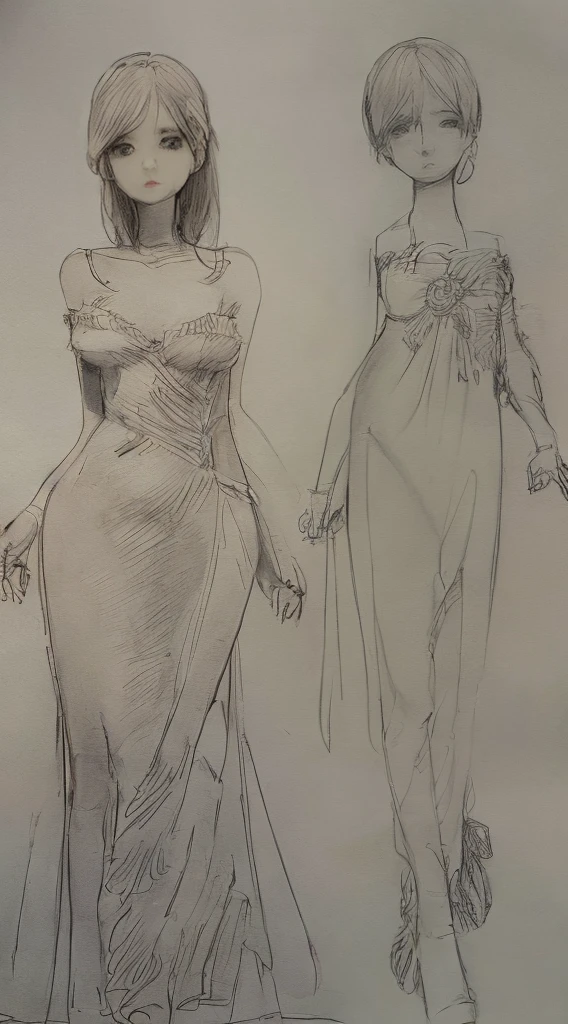 Croquis, fashion desing clothing, dress, mannequin