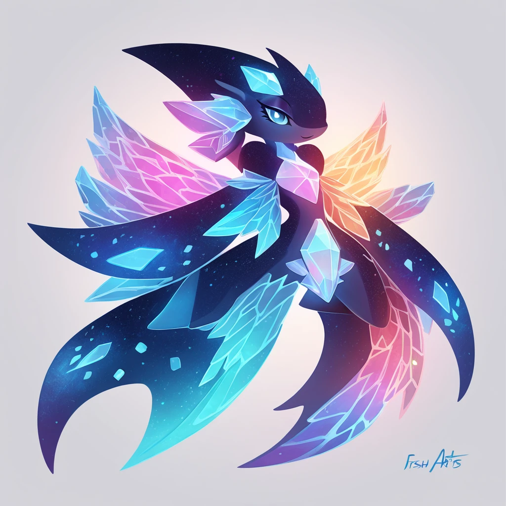 armored galaxy crystal-like in fish art style
