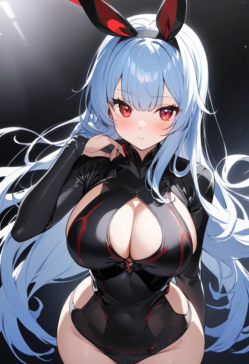 My name is Yukiko.I am a white test woman with long light blue hair,red eye color.I am 1.62 cm tall . My breasts measure 200 cm, my waist 40 cm and my hips 200 cm. Dressed in a sexy outfit standing on her back, showing her blushing butt  . With big breasts 200 cm ((Back showing her butt)) ((Tight suit)) ((NFSW)) 