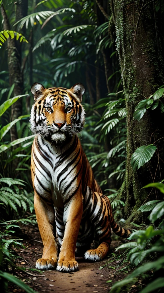 In the heart of a dense jungle, Asha braved the wilds in search of her missing husband. The air was thick with mystery, and every step felt watched. Suddenly, a Bengal tiger appeared, its eyes locking with hers. Was it a threat or a guide in her desperate quest? Animation image