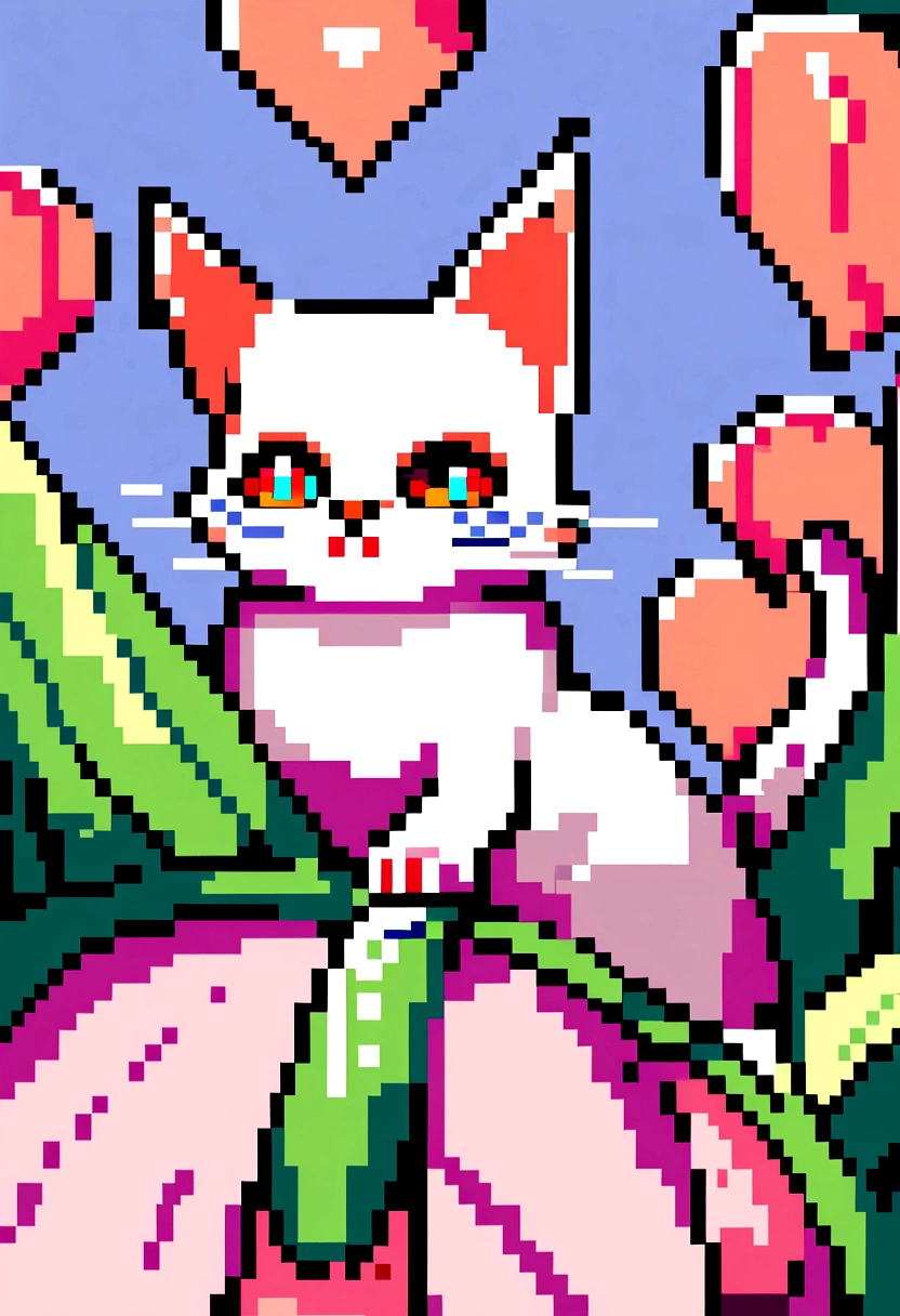 A CAT IN MIAMI IN PIXELART