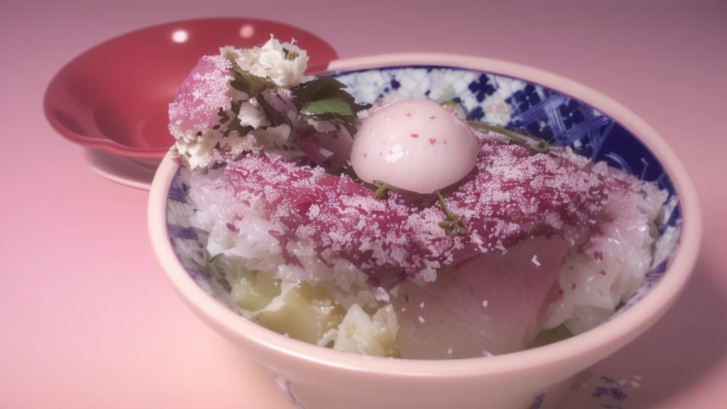 There is a bowl of food with a cherry on top, Makoto Takahashi, hajime katoki, katsushika, The shore is empty, omina tachibana, Kano Tanyou, by Taiyō Matsumoto, by Ayako Rokkaku, sosaku hanga, madotsuki