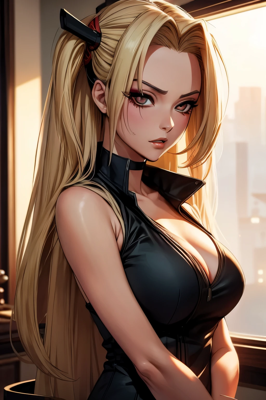 Tsunade, CG 8k ultra-realista, hot woman, seductive eyes, make-up