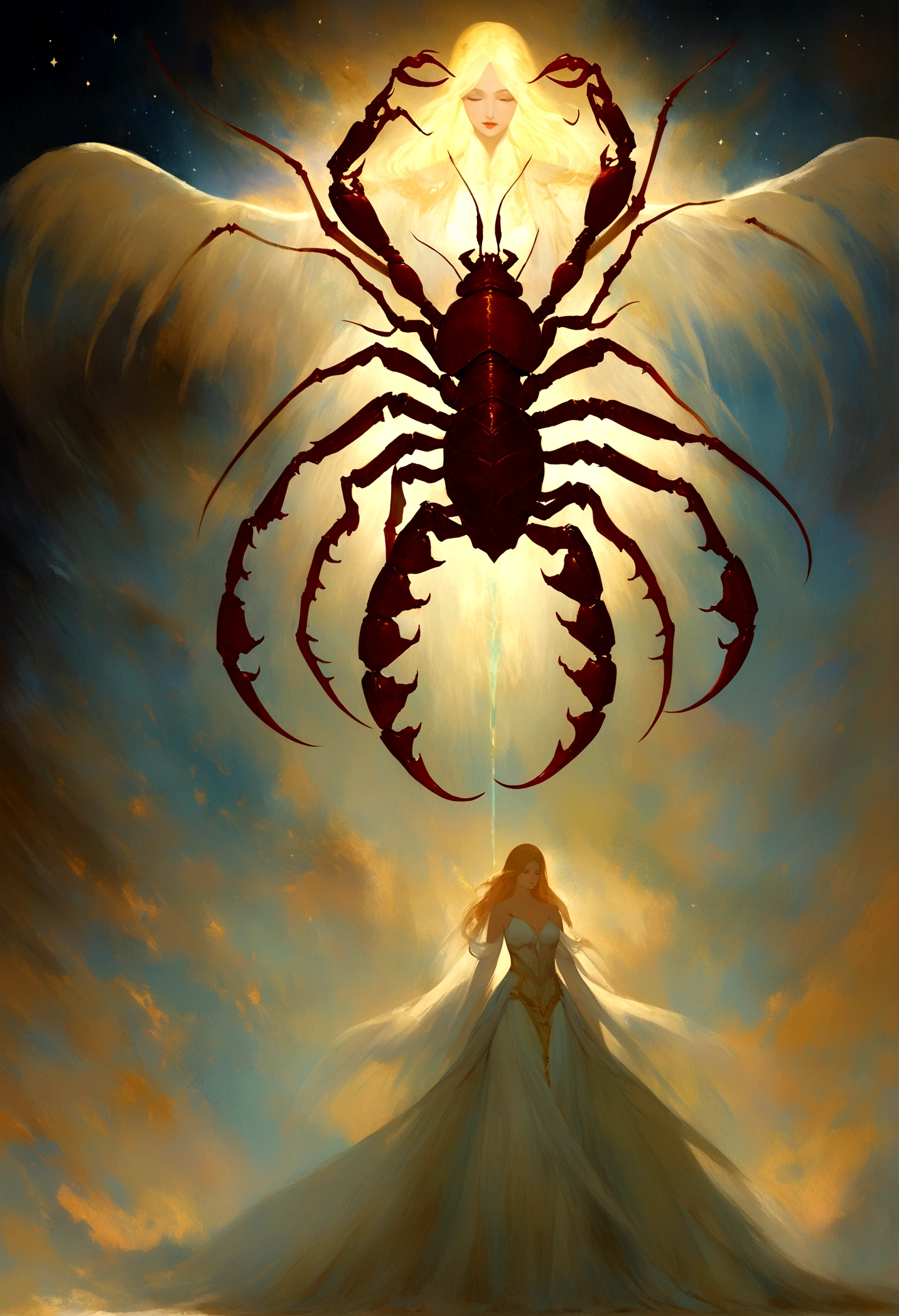 Ethereal fantasy concept art of Scorpion, magnificent, celestial, ethereal, painterly, epic, majestic, magical, fantasy art, cover art, dreamy